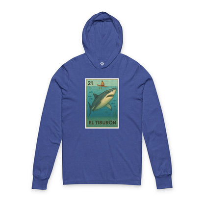 Shark Lotería cotton hooded long sleeve t-shirt image 6