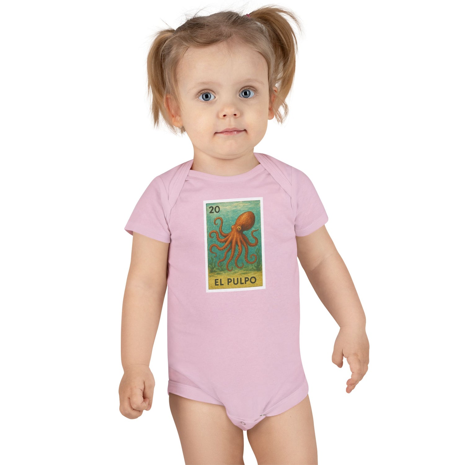 Octopus Lotería - Baby Short Sleeve 100% Cotton Onesie (El Pulpo)