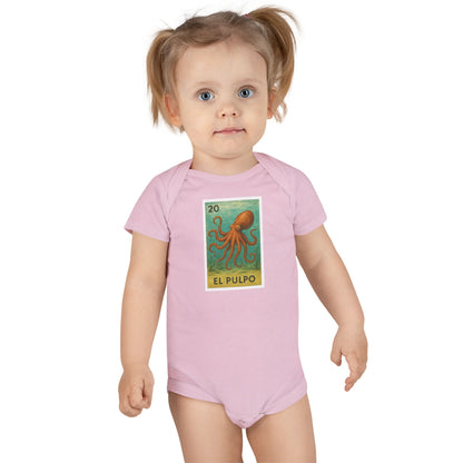 Octopus Lotería - Baby Short Sleeve 100% Cotton Onesie (El Pulpo)