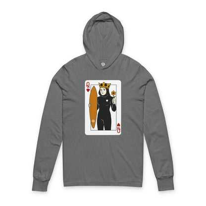 Queen of Hearts Surfer cotton hooded long sleeve t-shirt image 2