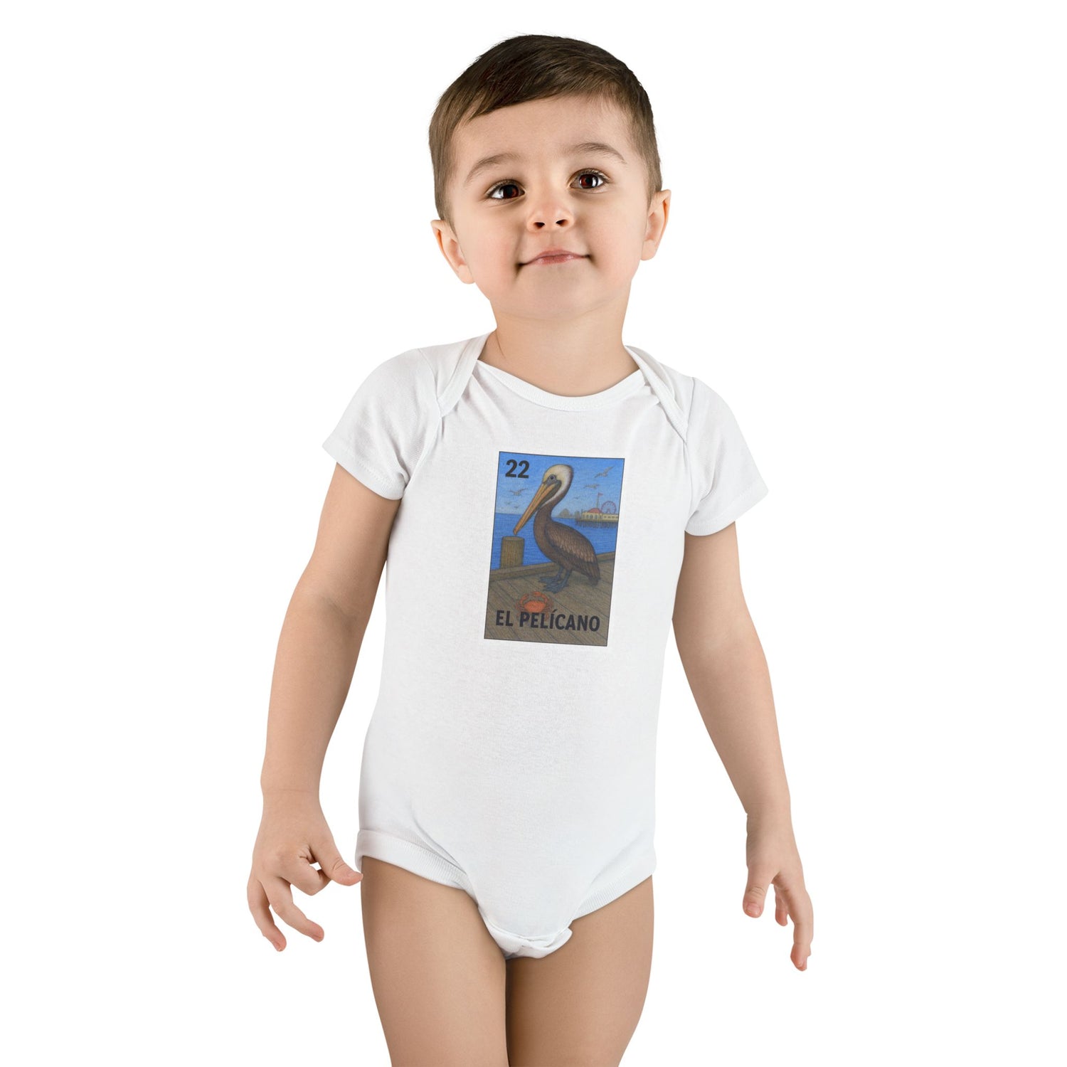 Pelican Lotería baby cotton onesie image 6
