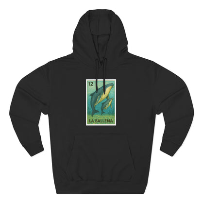 Whale Lotería Unisex - Pull-Over Cotton Blend Fleece Hoodie (La Ballena)