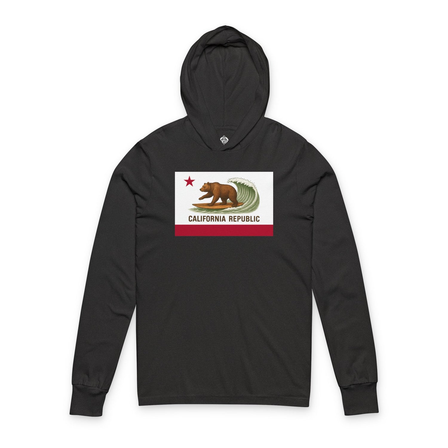 California Surfing Bear Flag Unisex - Cotton Long Sleeve Hooded T-Shirt
