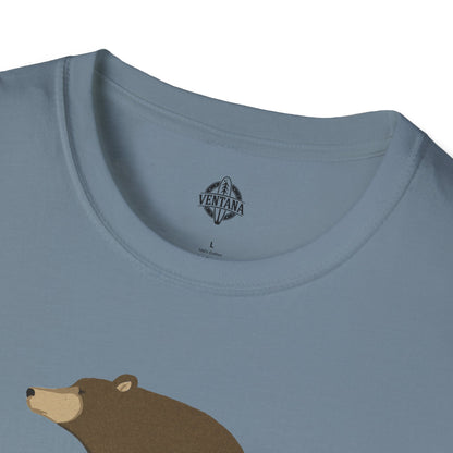 Surfing Grizzly Bear by Fabian Lavater Unisex - Soft Style U.S. Cotton T-Shirt