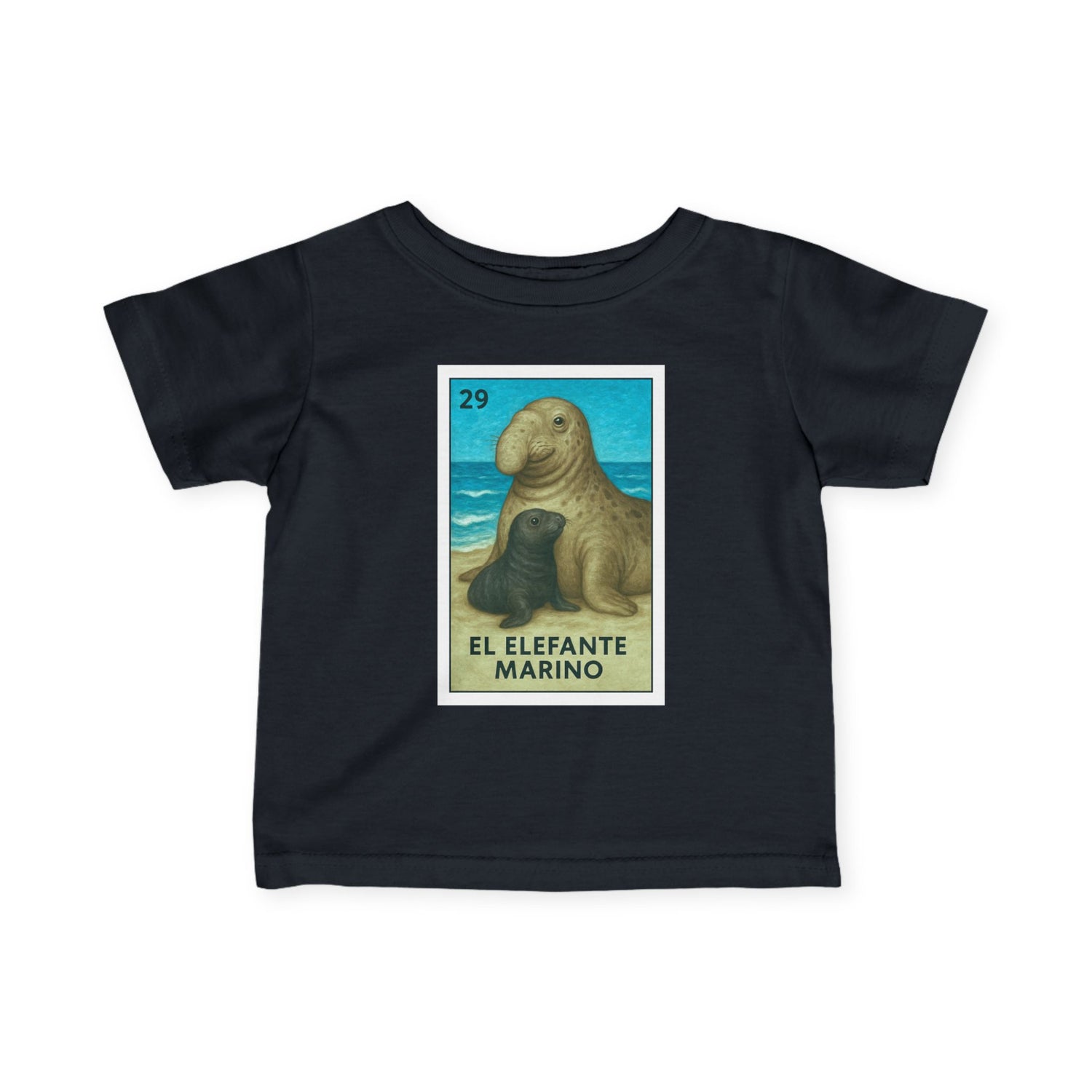 Elephant Seal Lotería infant cotton t-shirt image 3