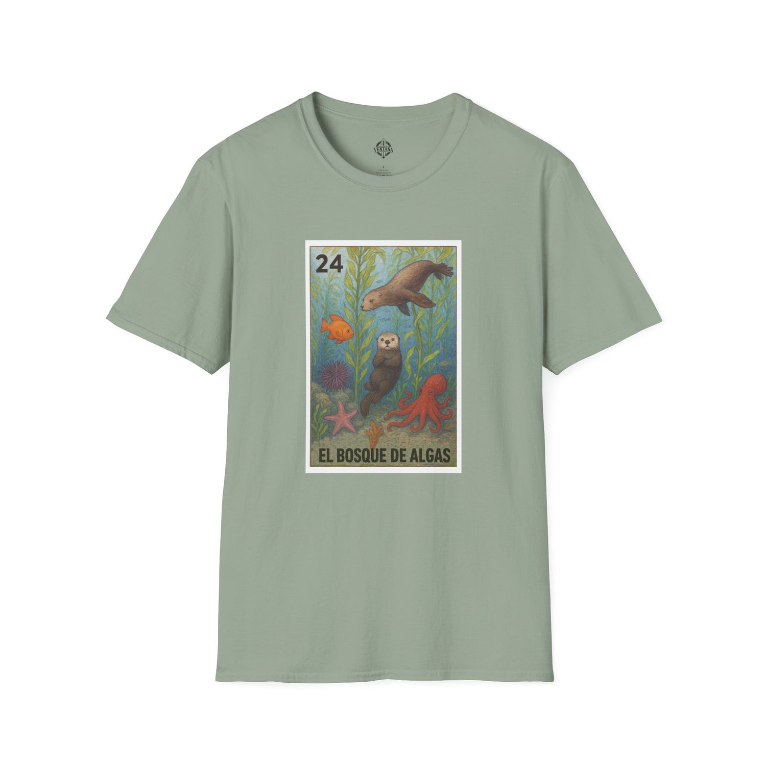 Kelp Forest Lotería Unisex - Soft Style U.S. Cotton T-Shirt (El Bosque de Algas)