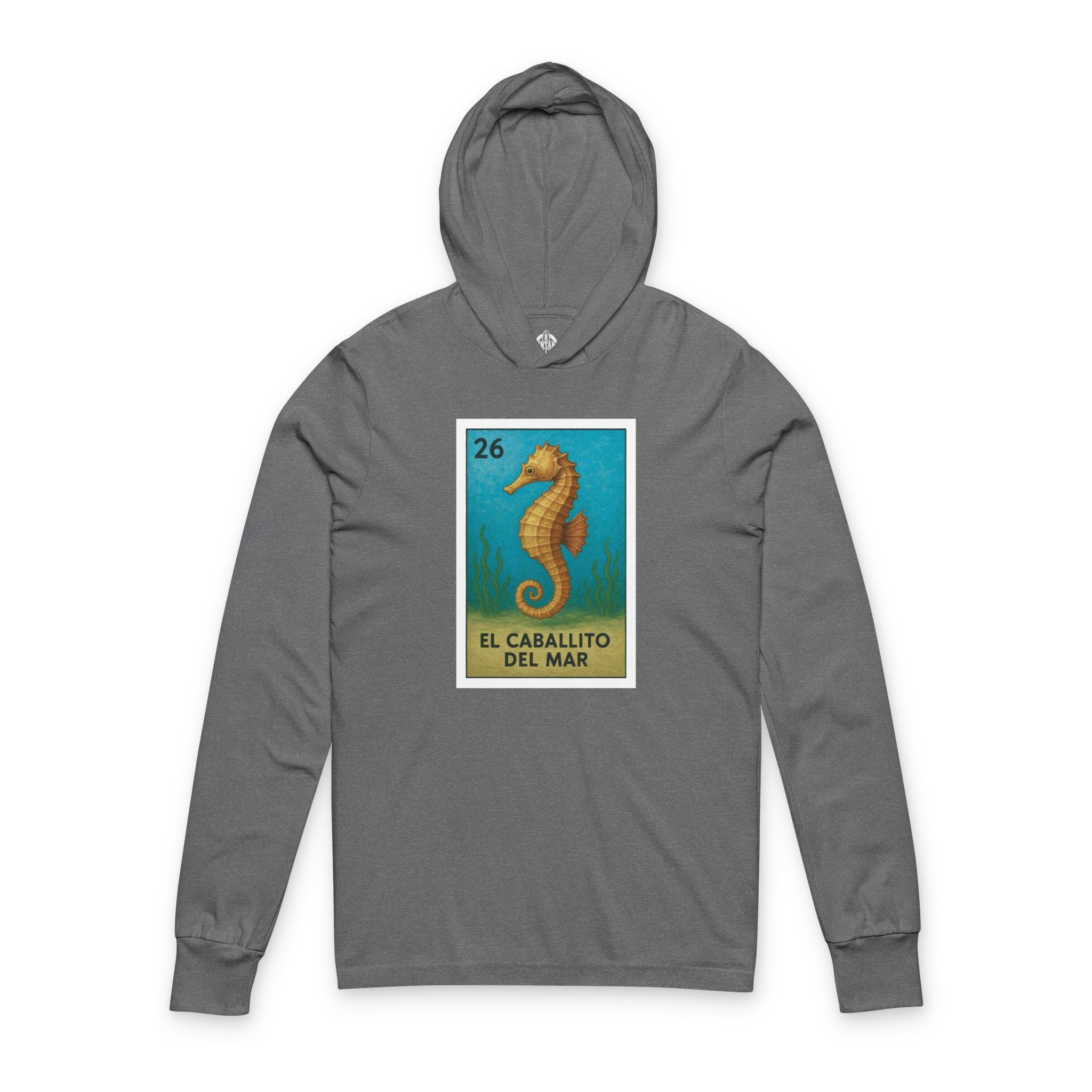 Seahorse Lotería cotton hooded long sleeve t-shirt image 2