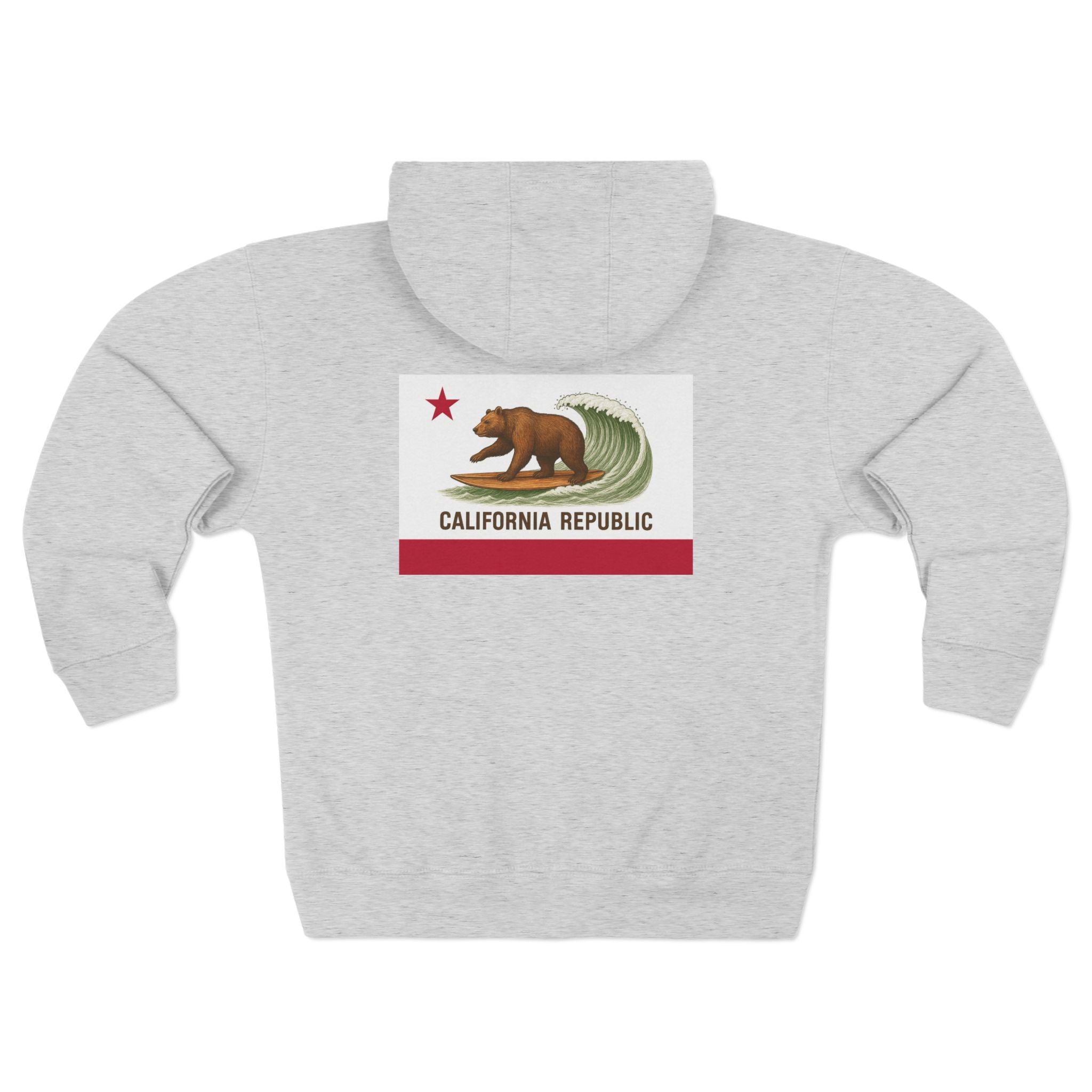 California Surfing Bear Flag zip fleece hoodie image 11