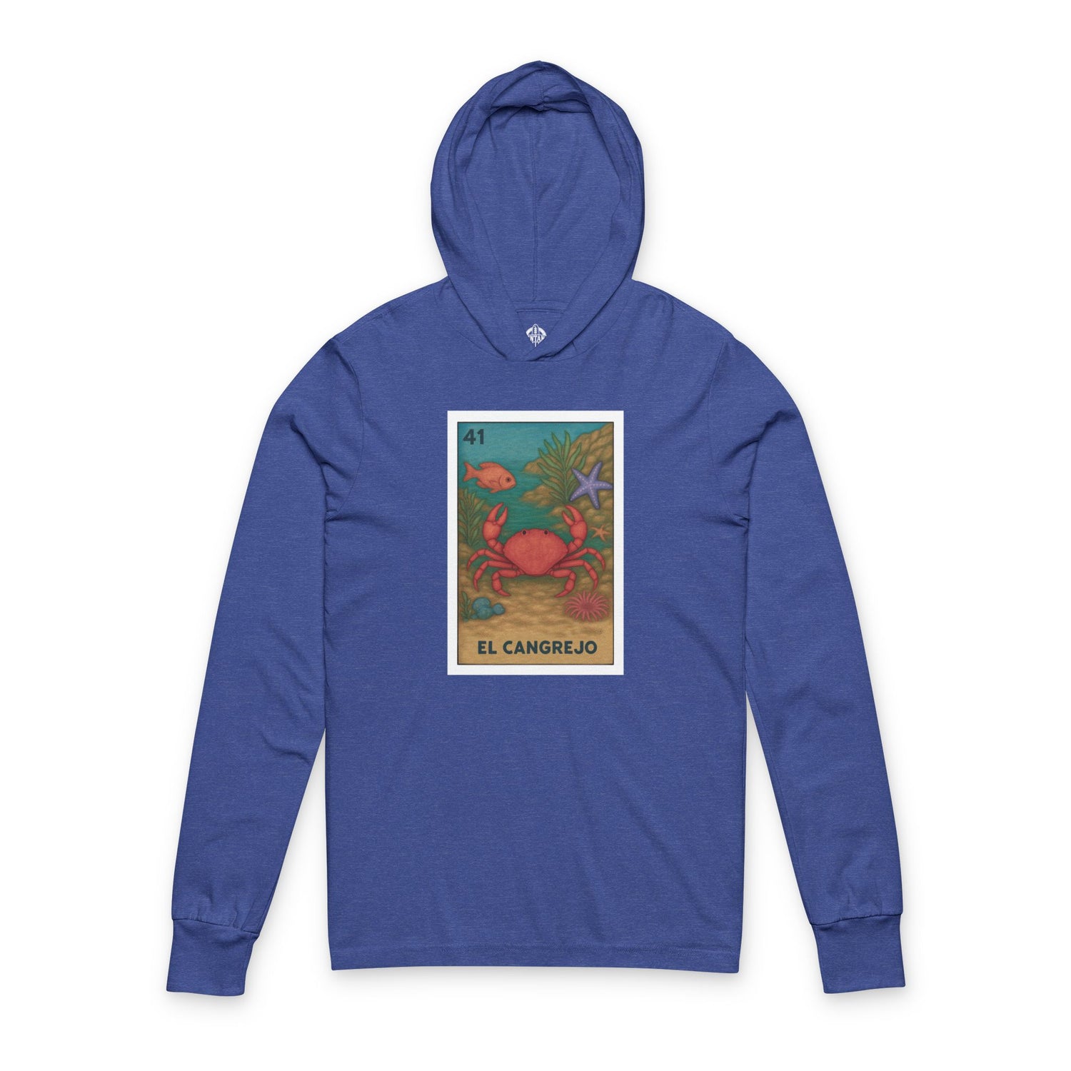 Crab Lotería cotton hooded long sleeve t-shirt image 6