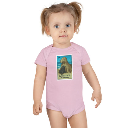Elephant Seal Lotería baby cotton onesie image 16