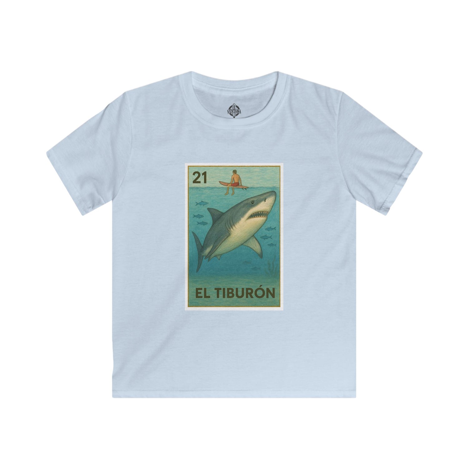 Shark Lotería Kids - Soft Style U.S. Cotton T-Shirt (El Tiburón)