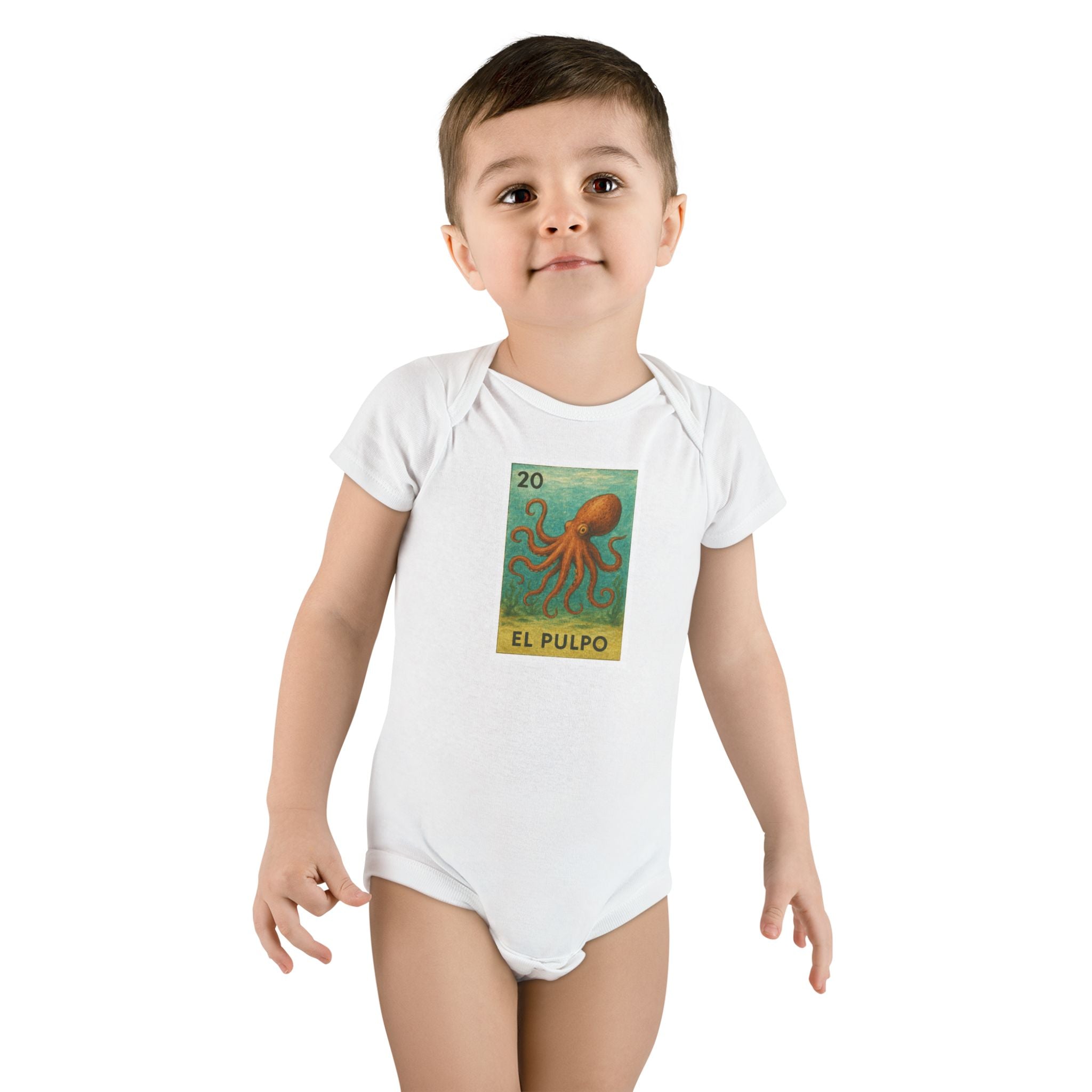 Octopus Lotería - Baby Short Sleeve 100% Cotton Onesie (El Pulpo)