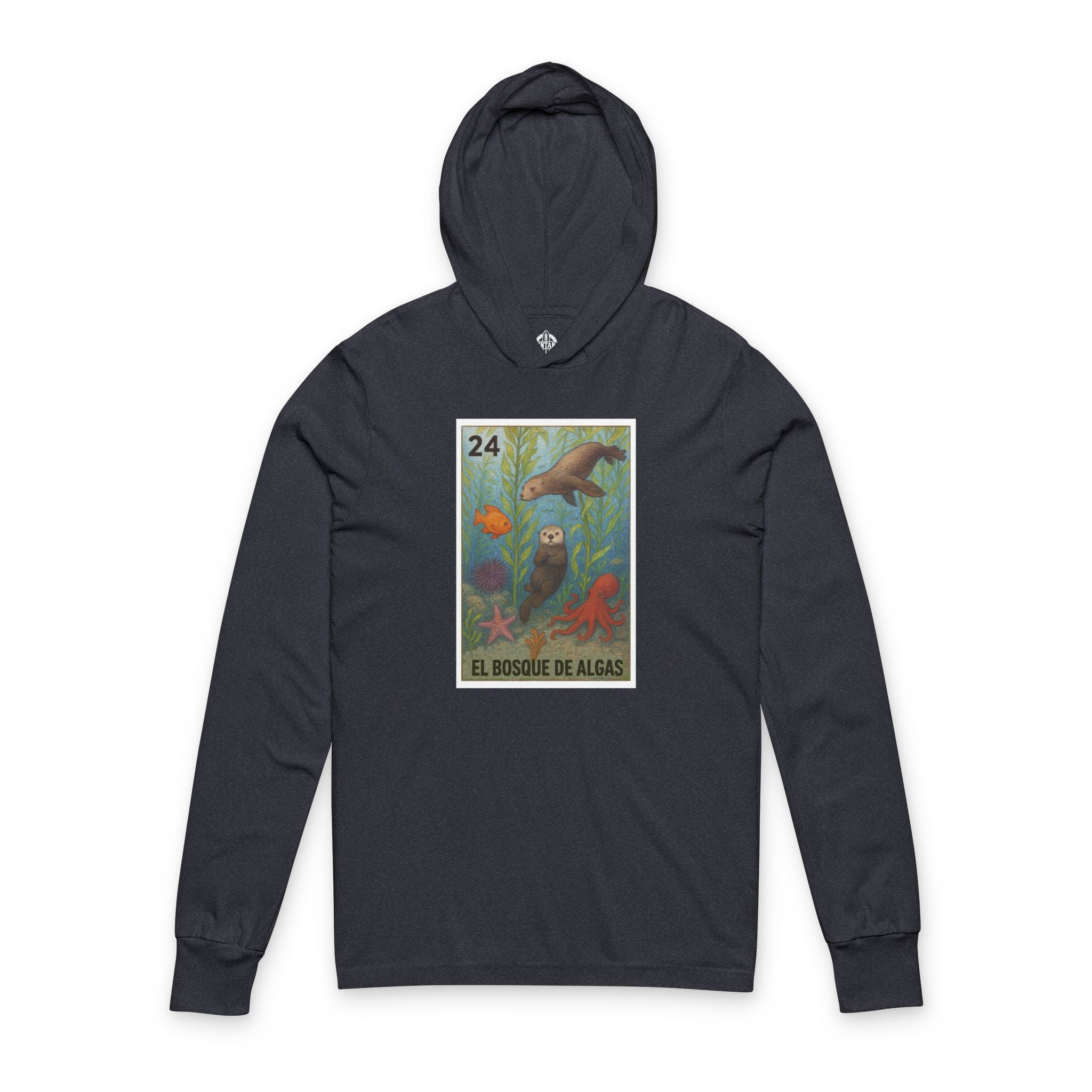 Kelp Forest Lotería cotton hooded long sleeve t-shirt image 1