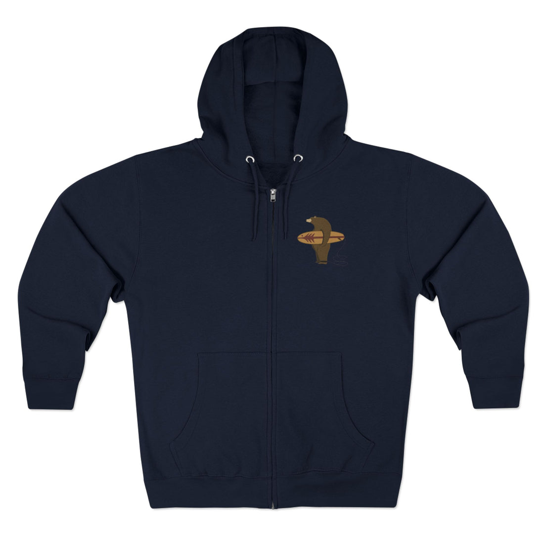Surfing Grizzly Bear by Fabian Lavater zip fleece hoodie image 1