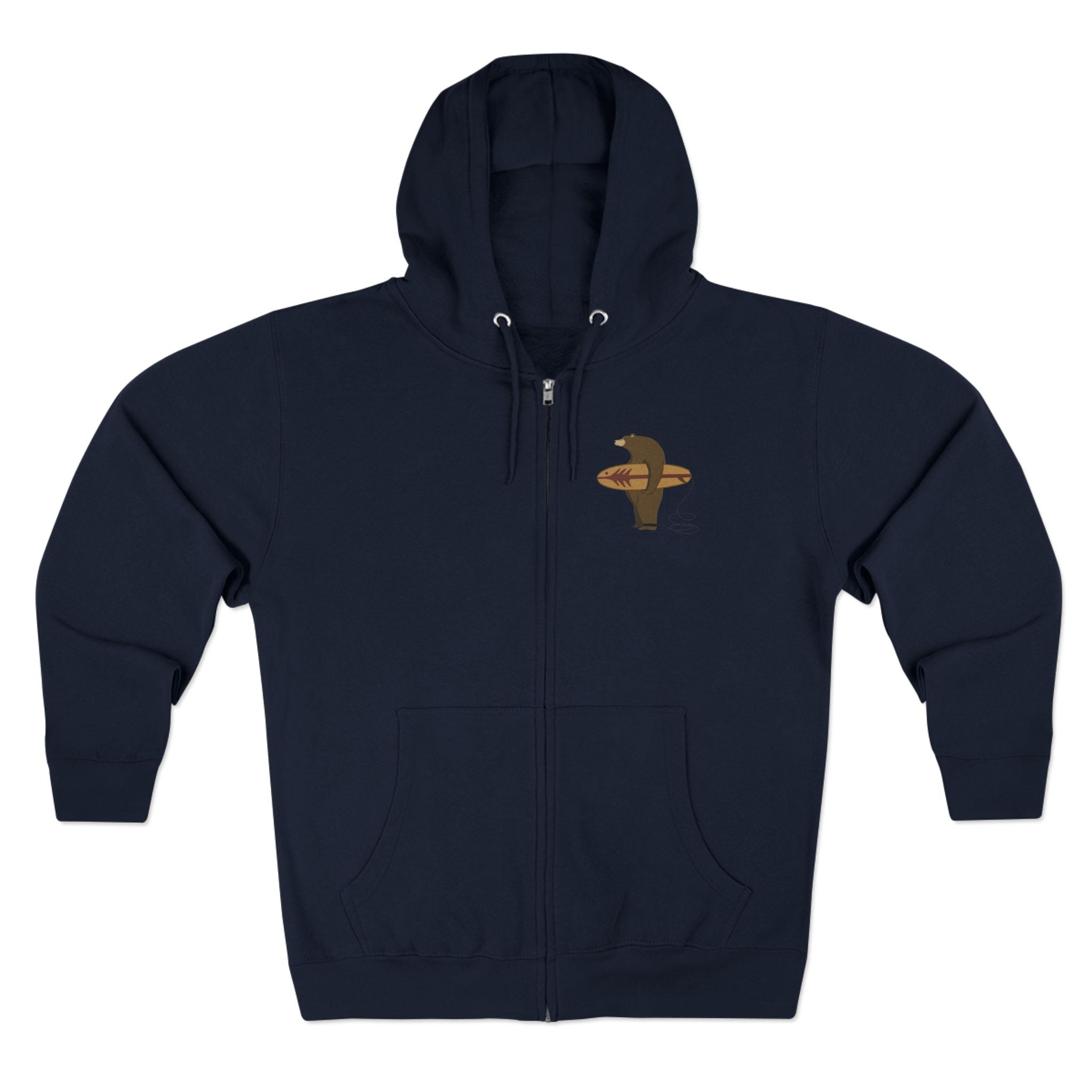 Surfing Grizzly Bear by Fabian Lavater zip fleece hoodie image 1
