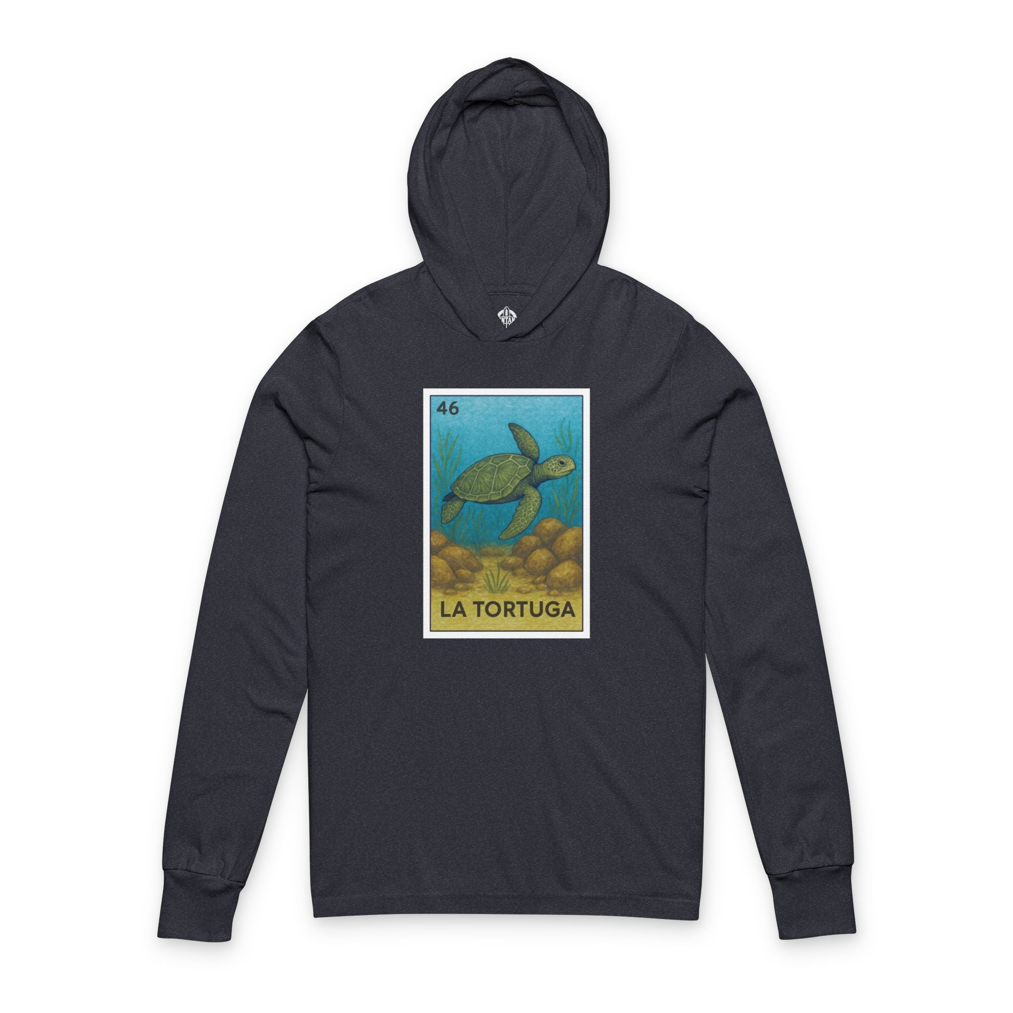 Turtle Lotería cotton hooded long sleeve t-shirt image 1