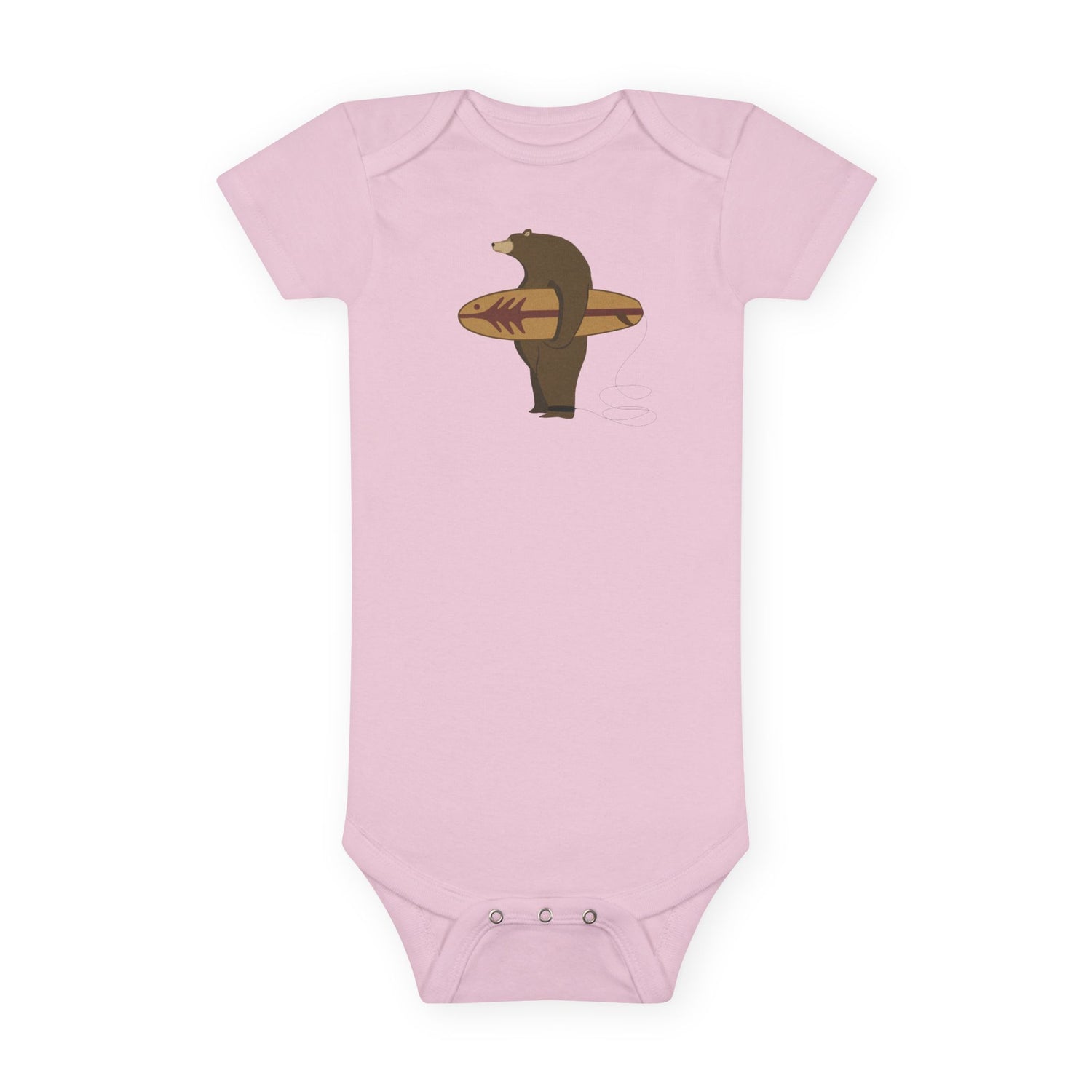 Surfing Grizzly Bear by Fabian Lavater baby cotton onesie image 2