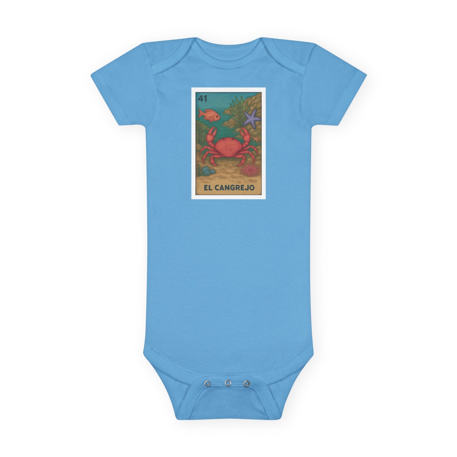 Crab Lotería baby cotton onesie image 1