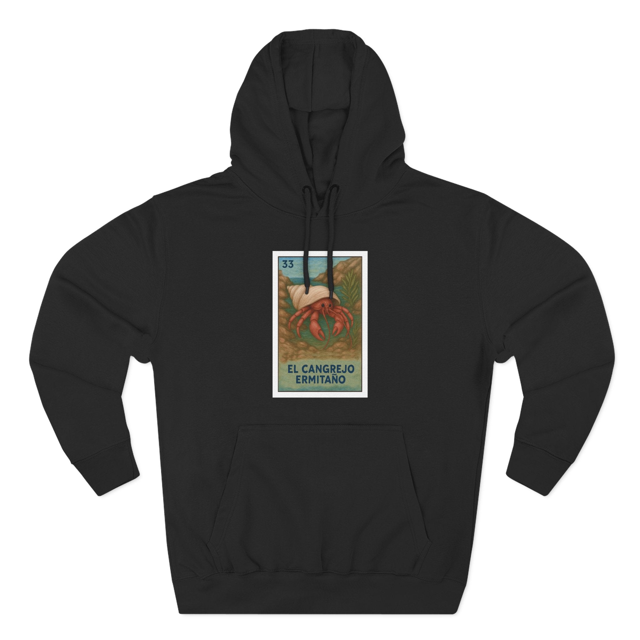 Hermit Crab Lotería Unisex - Pull-Over Cotton Blend Fleece Hoodie (El Cangrejo Ermitaño)