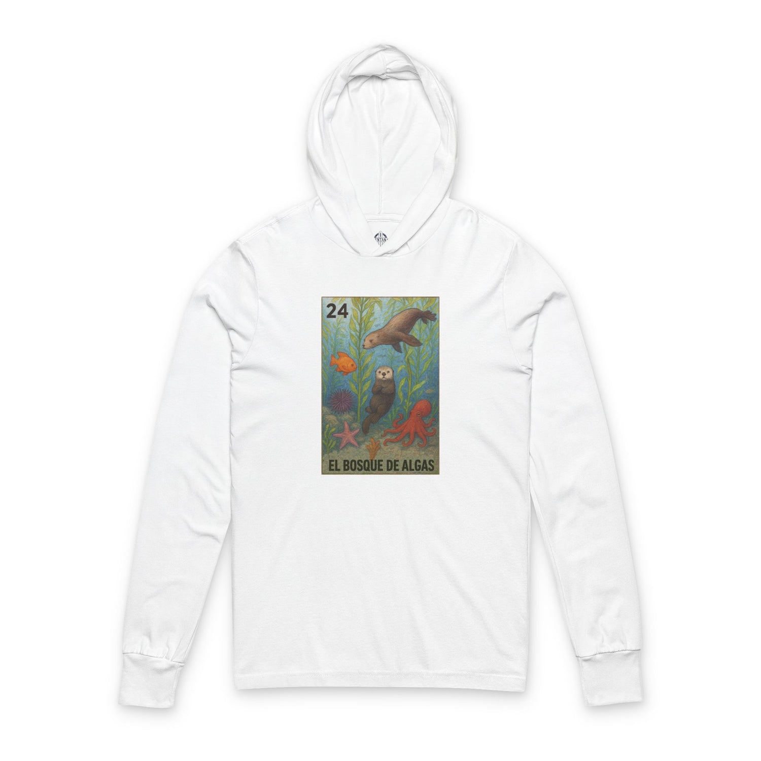 Kelp Forest Lotería cotton hooded long sleeve t-shirt image 3
