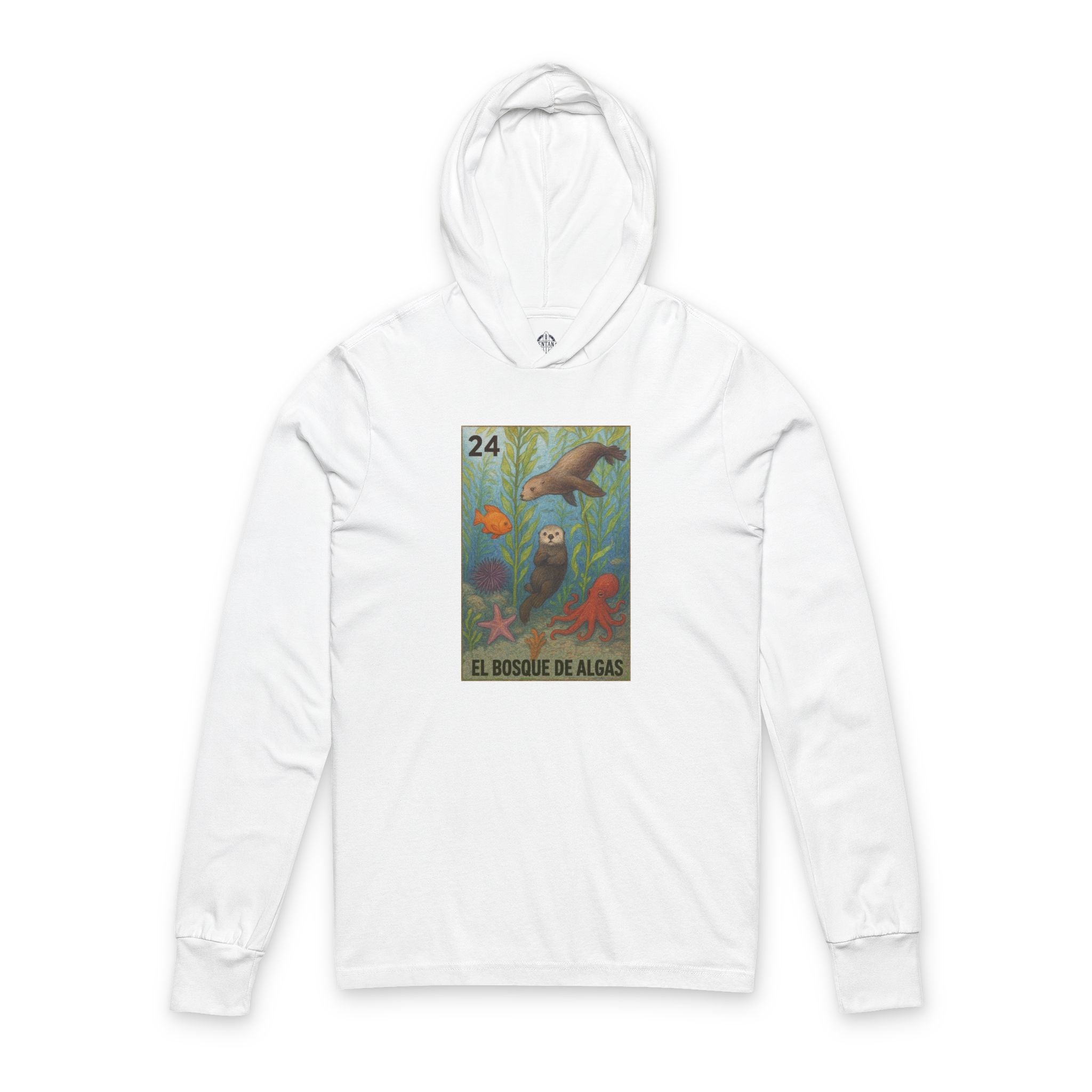 Kelp Forest Lotería cotton hooded long sleeve t-shirt image 3