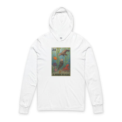 Kelp Forest Lotería cotton hooded long sleeve t-shirt image 3