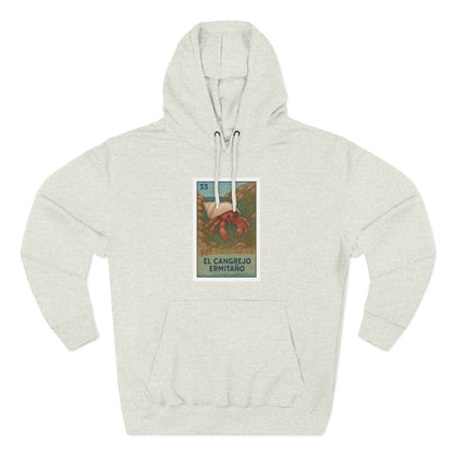 Hermit Crab Lotería Unisex - Pull-Over Cotton Blend Fleece Hoodie (El Cangrejo Ermitaño)
