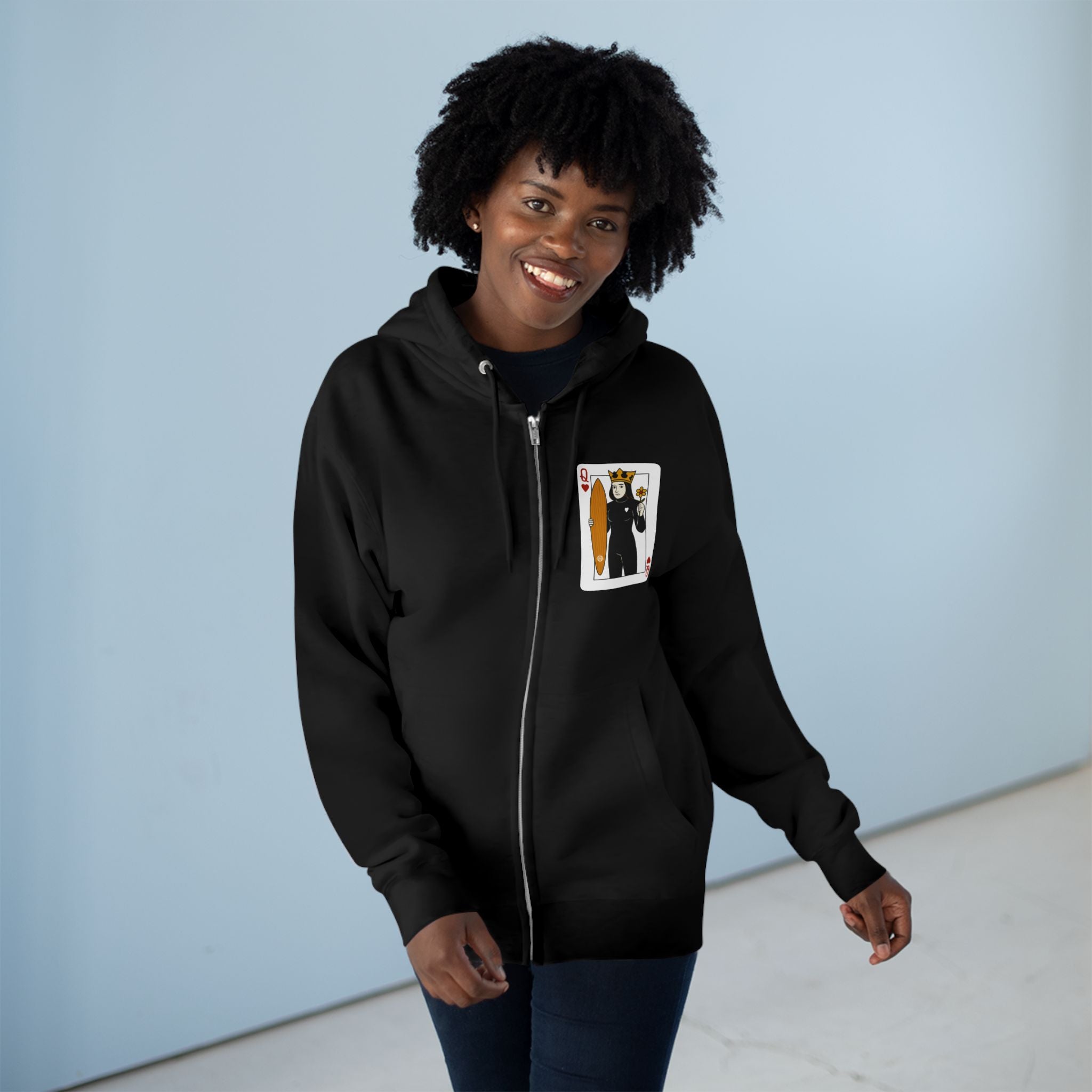 Queen of Hearts Surfer Zip Hoodie