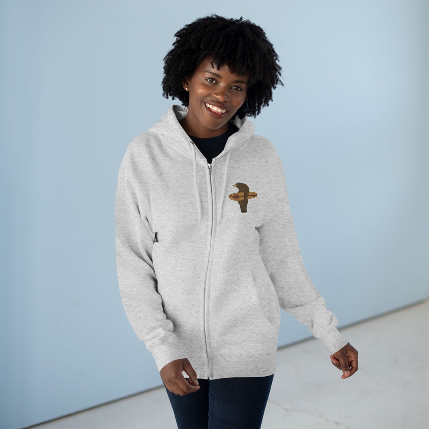 Surfing Grizzly Bear by Fabian Lavater zip fleece hoodie image 14