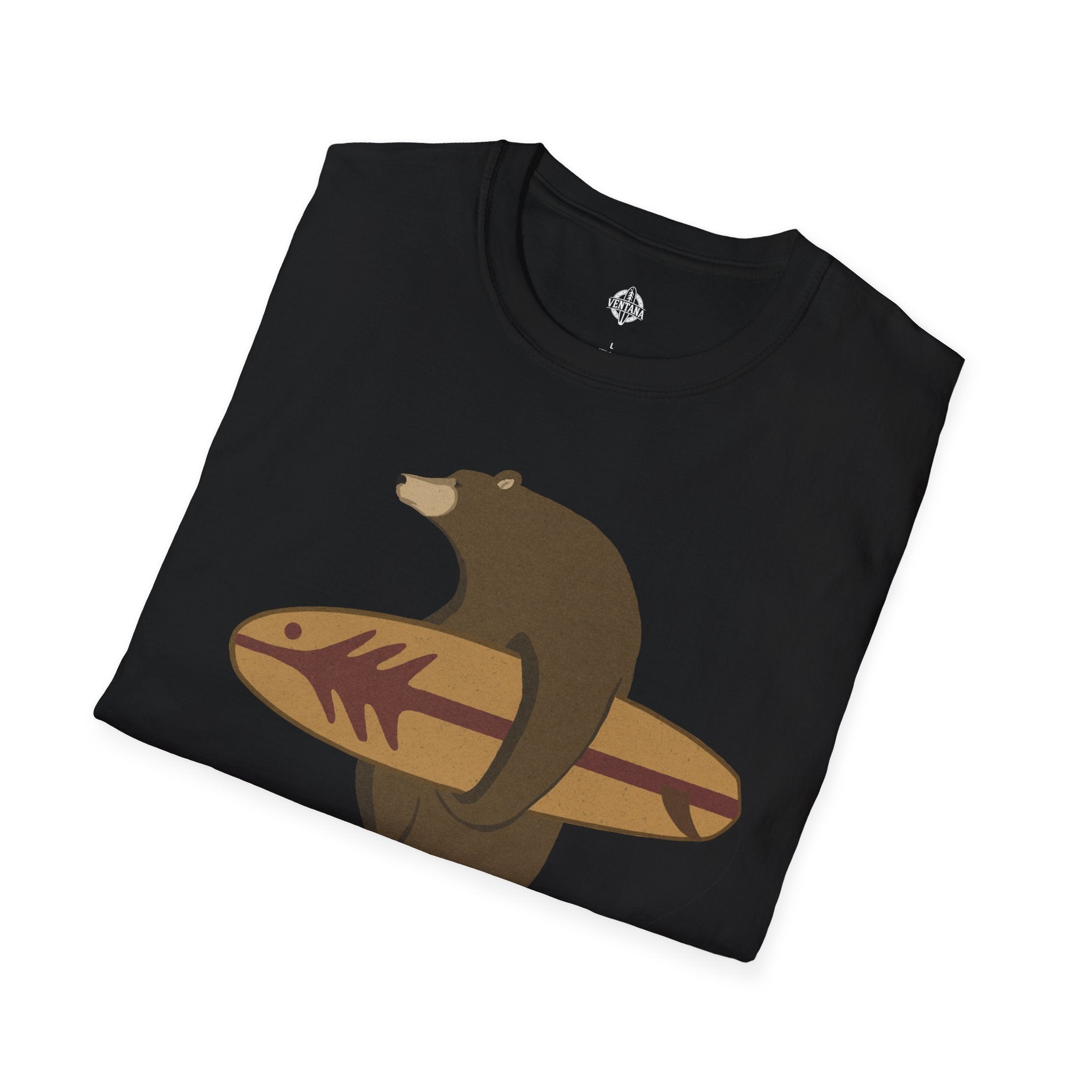 Surfing Grizzly Bear by Fabian Lavater Unisex - Soft Style U.S. Cotton T-Shirt