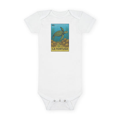 Turtle Lotería baby cotton onesie image 3