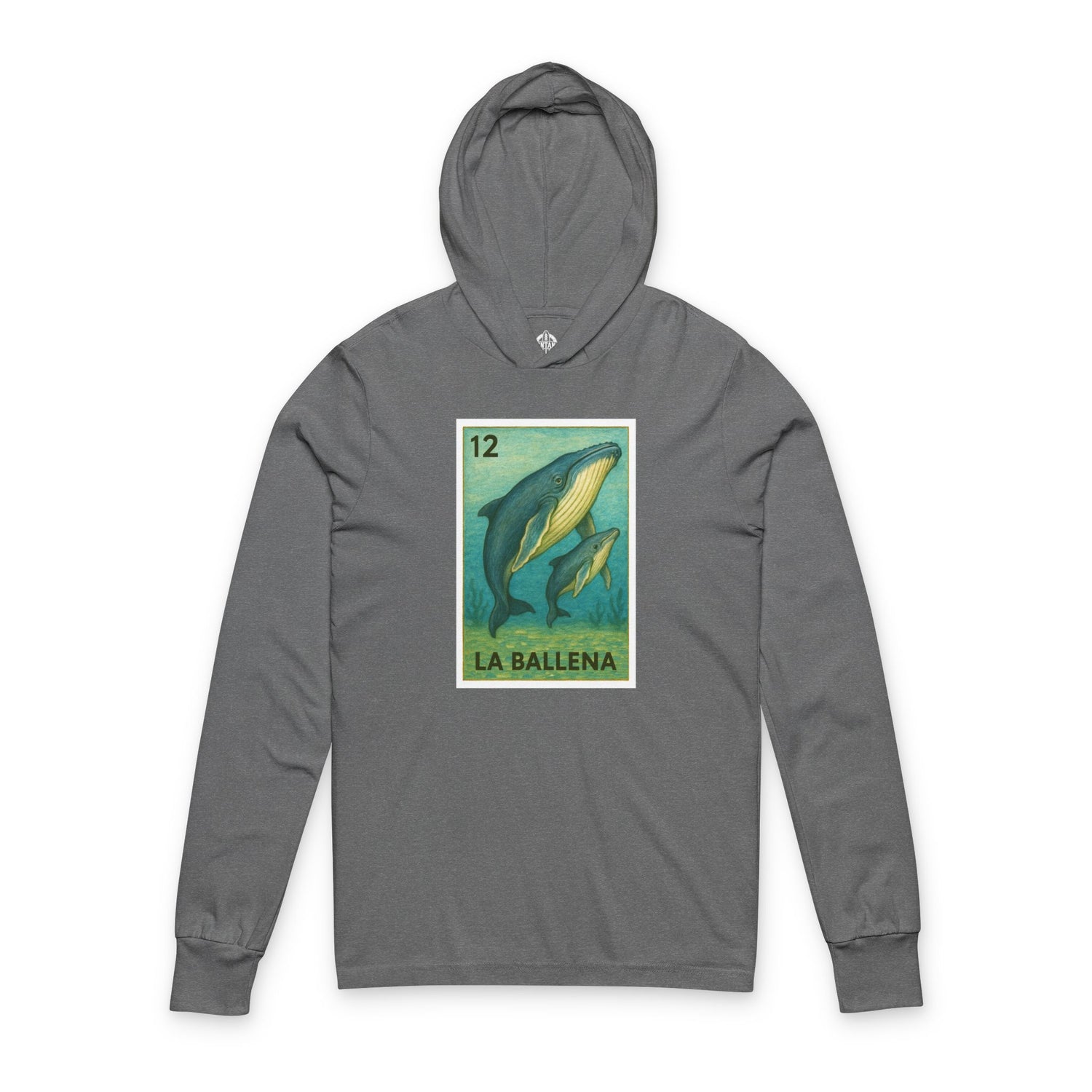 Whale Lotería cotton hooded long sleeve t-shirt image 2