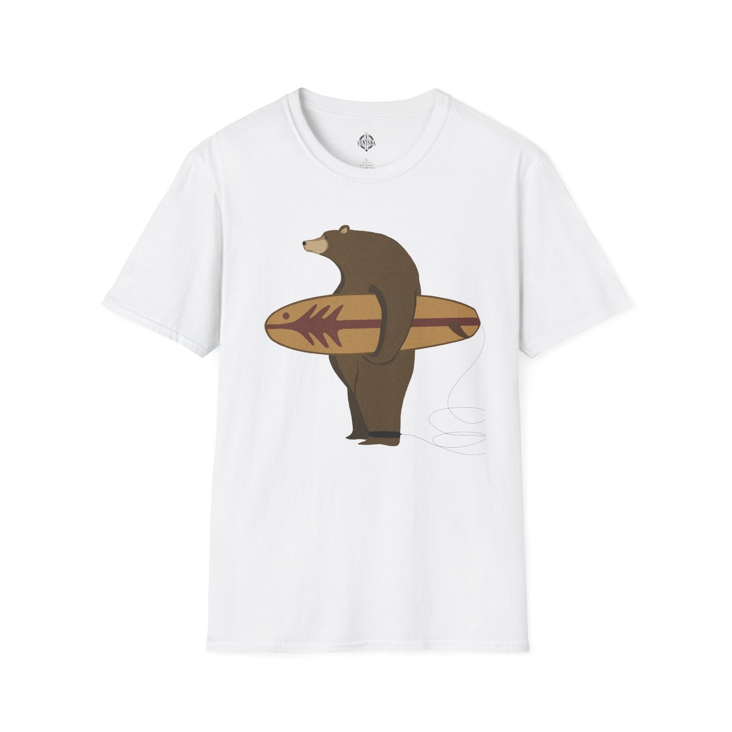 Surfing Grizzly Bear by Fabian Lavater Unisex - Soft Style U.S. Cotton T-Shirt