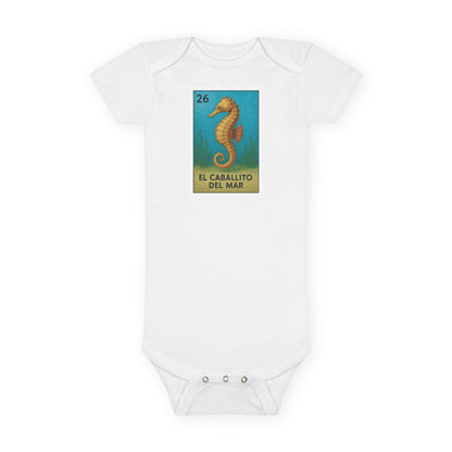 Seahorse Lotería baby cotton onesie image 3
