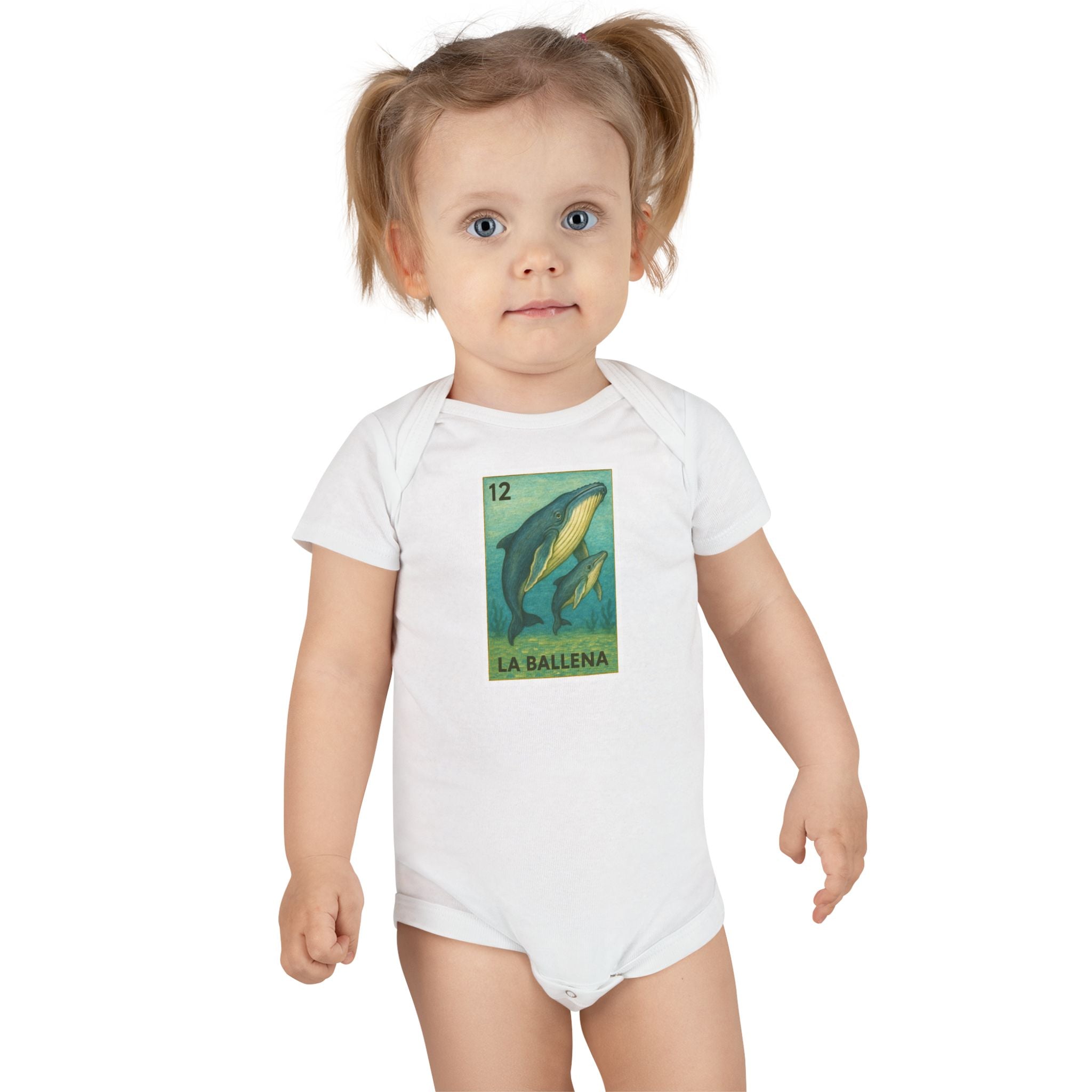 Whale Lotería baby cotton onesie image 7