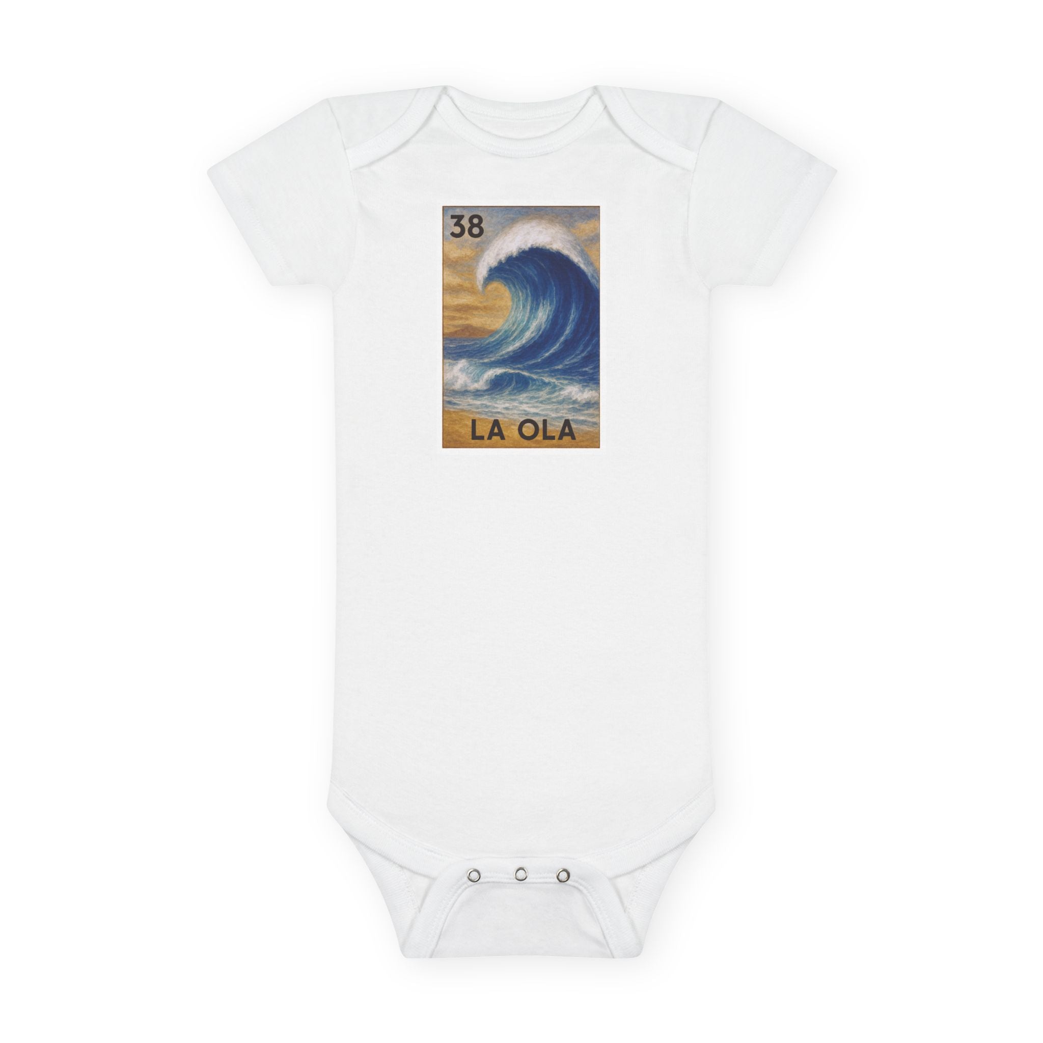 Wave Lotería baby cotton onesie image 3