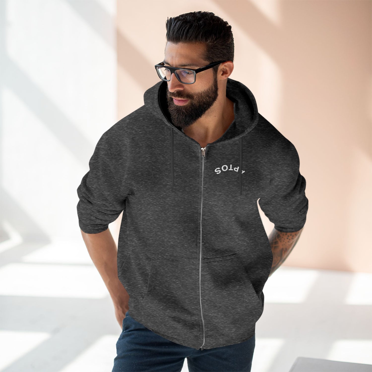 Aptos California Upside Down Unisex - Zip Cotton Blend Fleece Hoodie