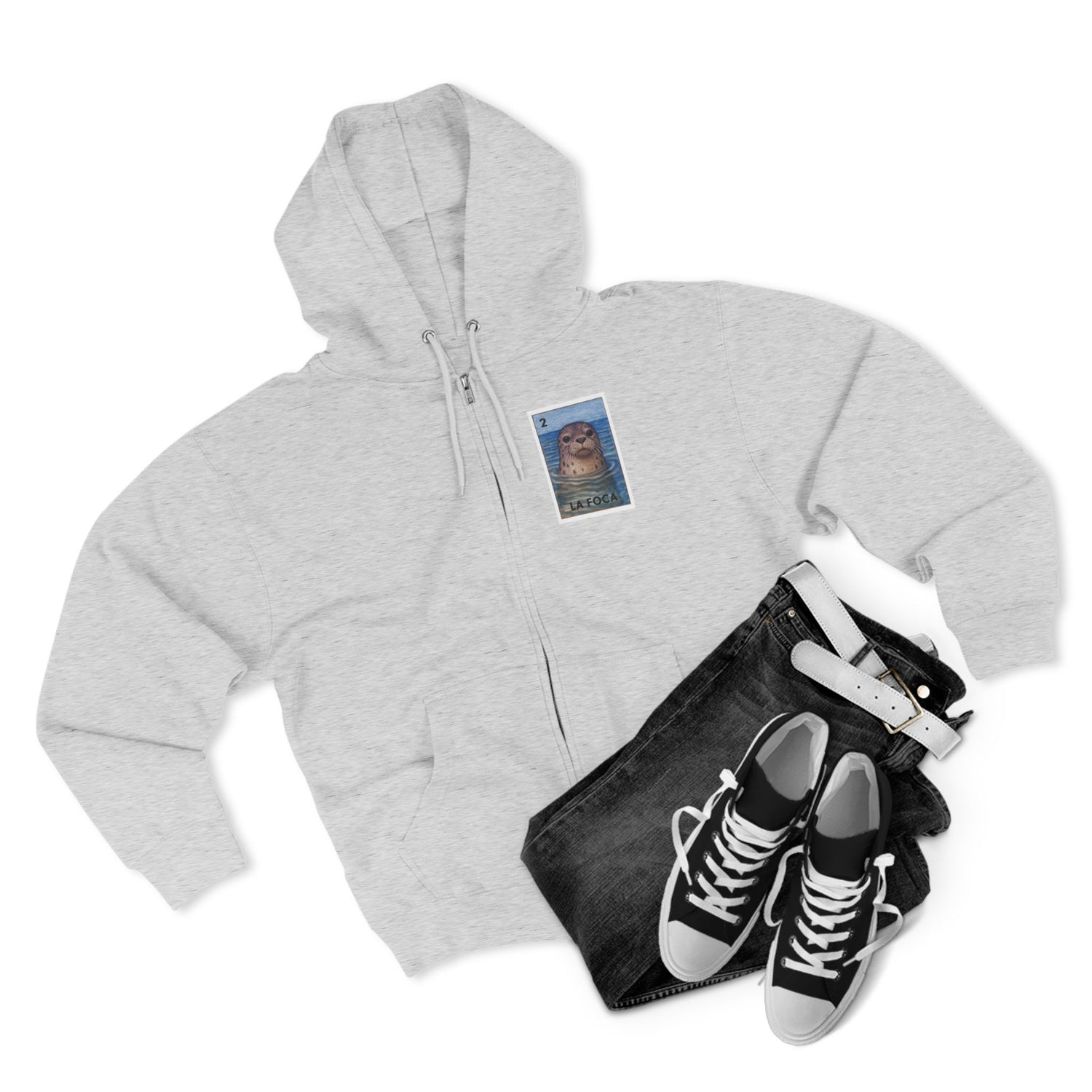 Seal Lotería zip fleece hoodie image 8