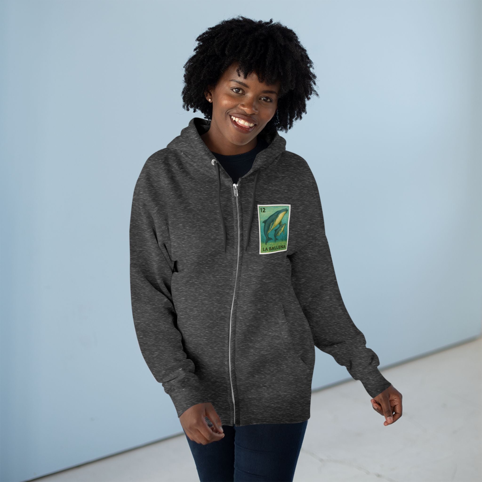 Whale Lotería zip fleece hoodie image 15