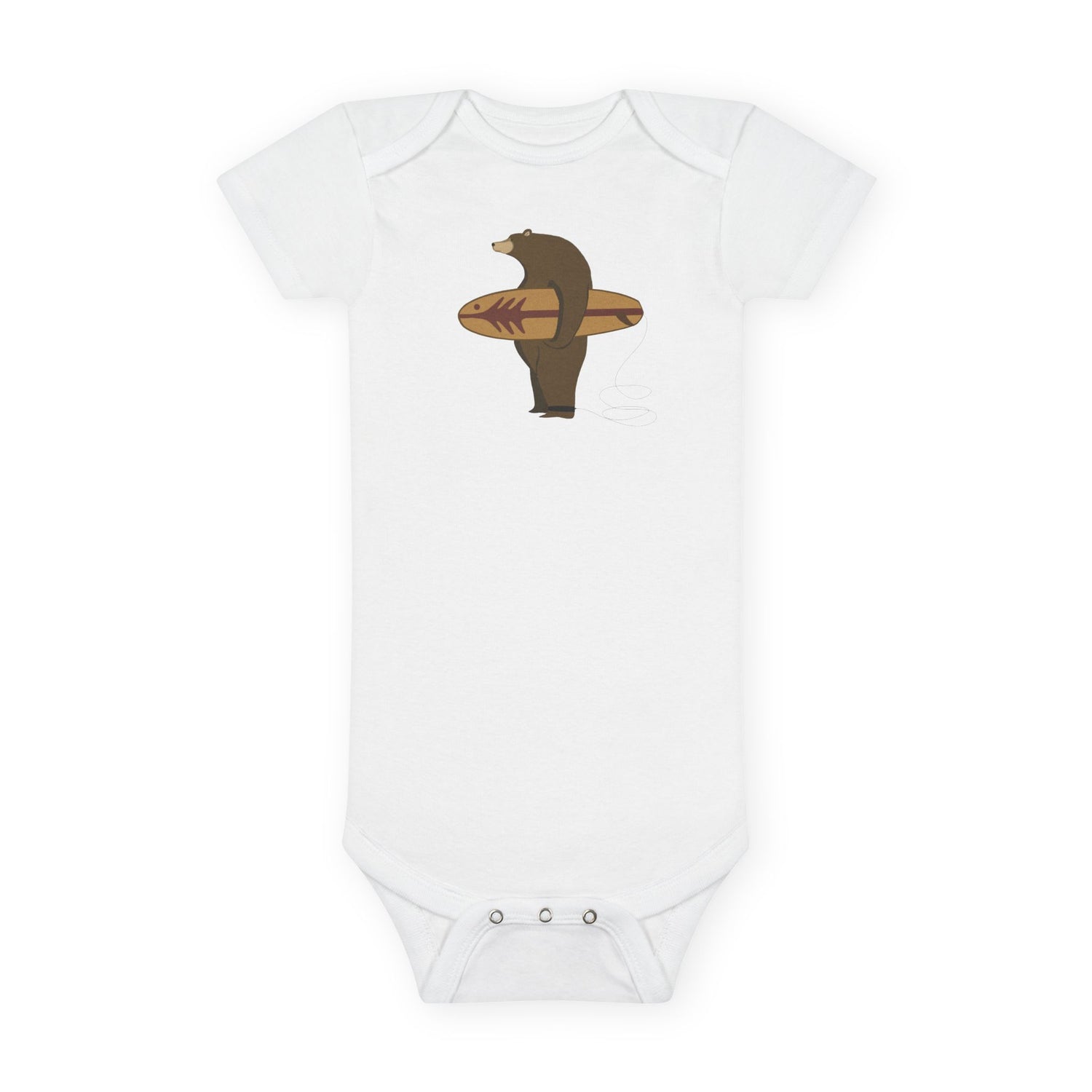 Surfing Grizzly Bear by Fabian Lavater baby cotton onesie image 3