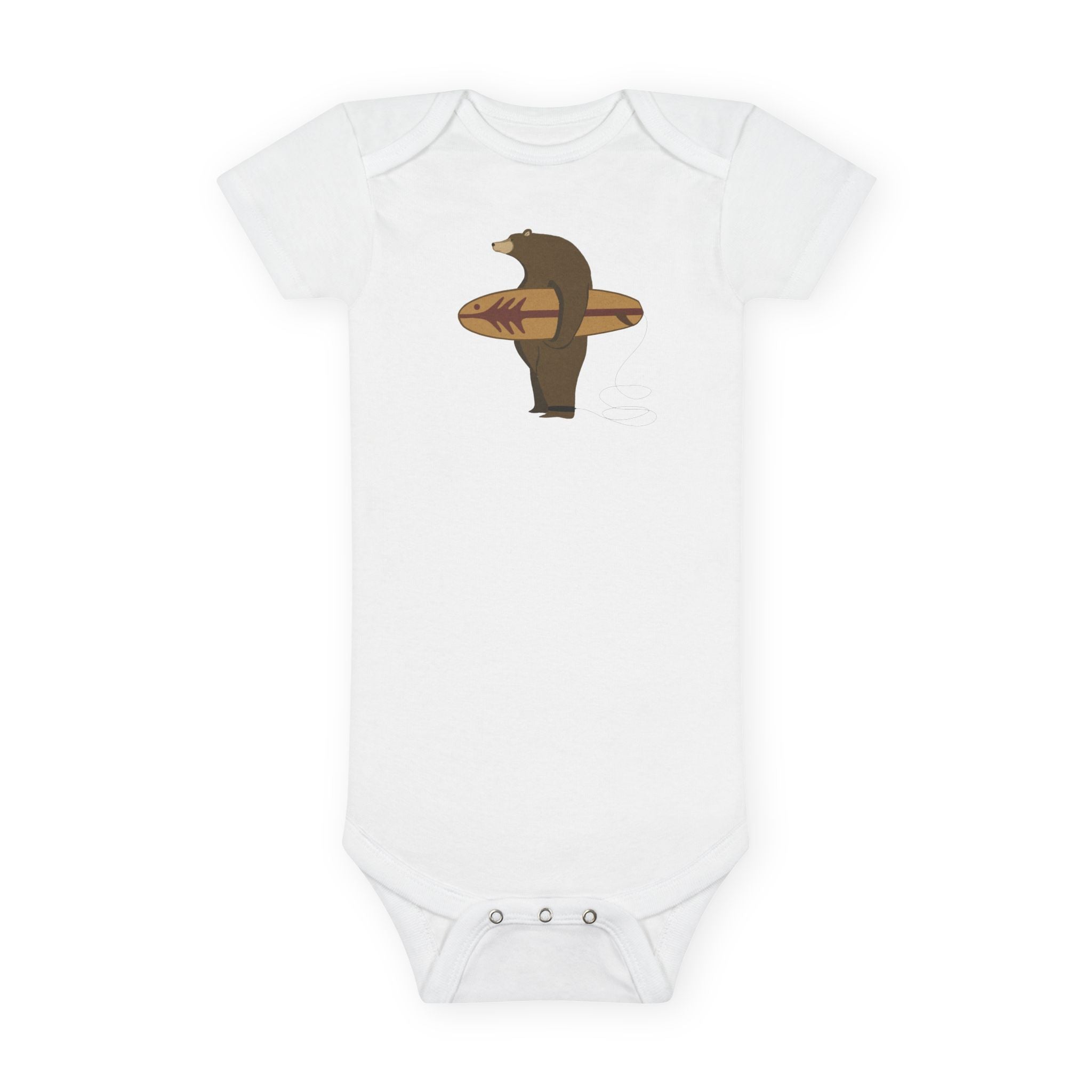 Surfing Grizzly Bear by Fabian Lavater baby cotton onesie image 3
