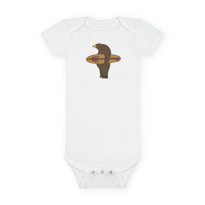 Surfing Grizzly Bear by Fabian Lavater baby cotton onesie image 3