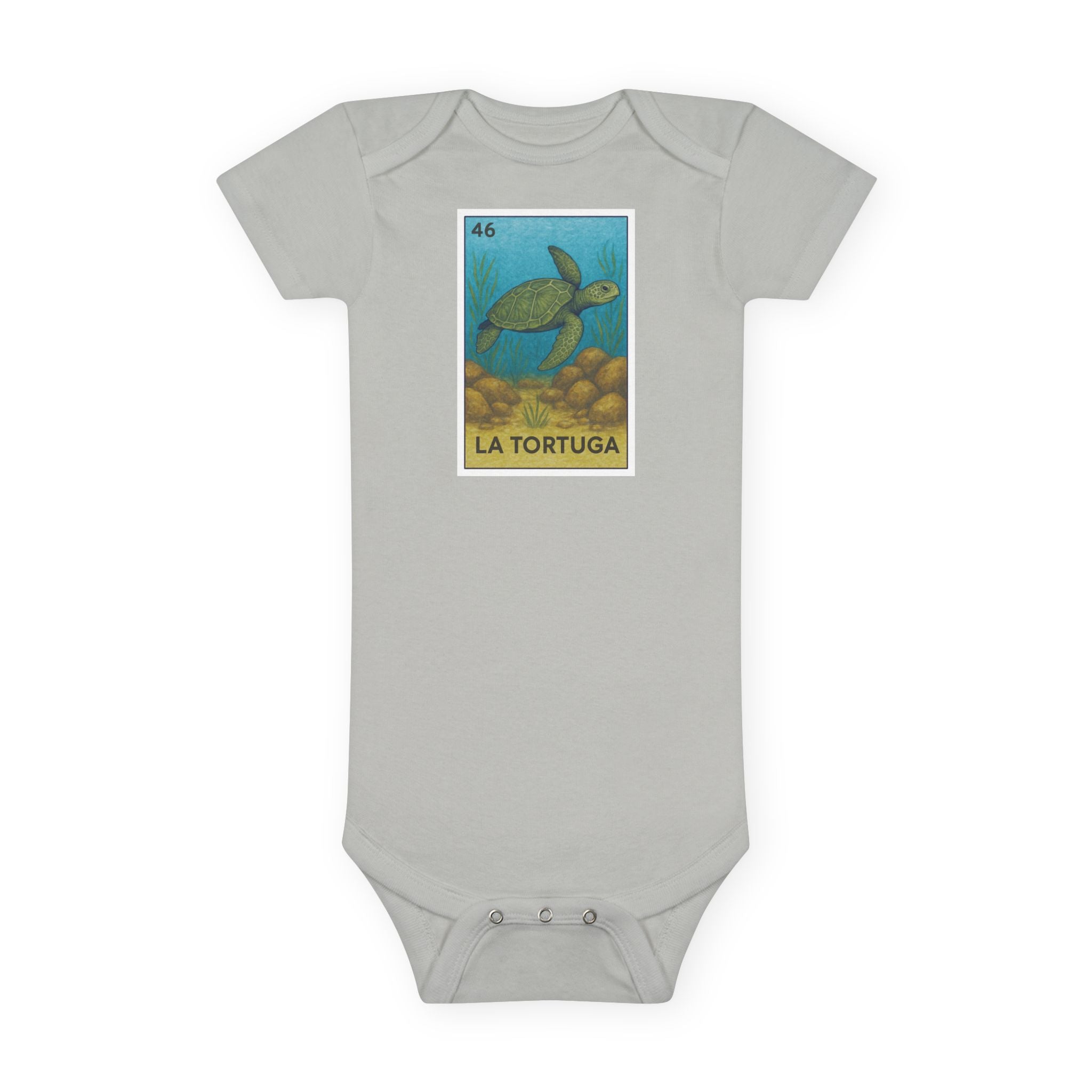 Turtle Lotería baby cotton onesie image 4
