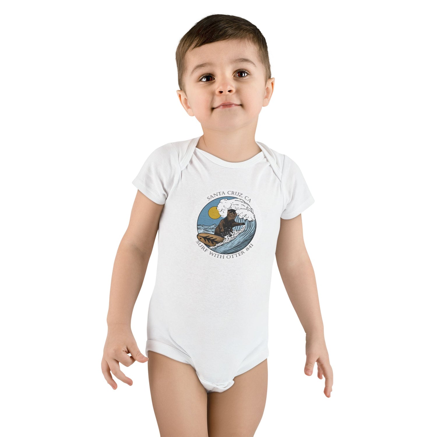 Surf with Otter 841 by Thiago Bianchini baby cotton onesie image 6