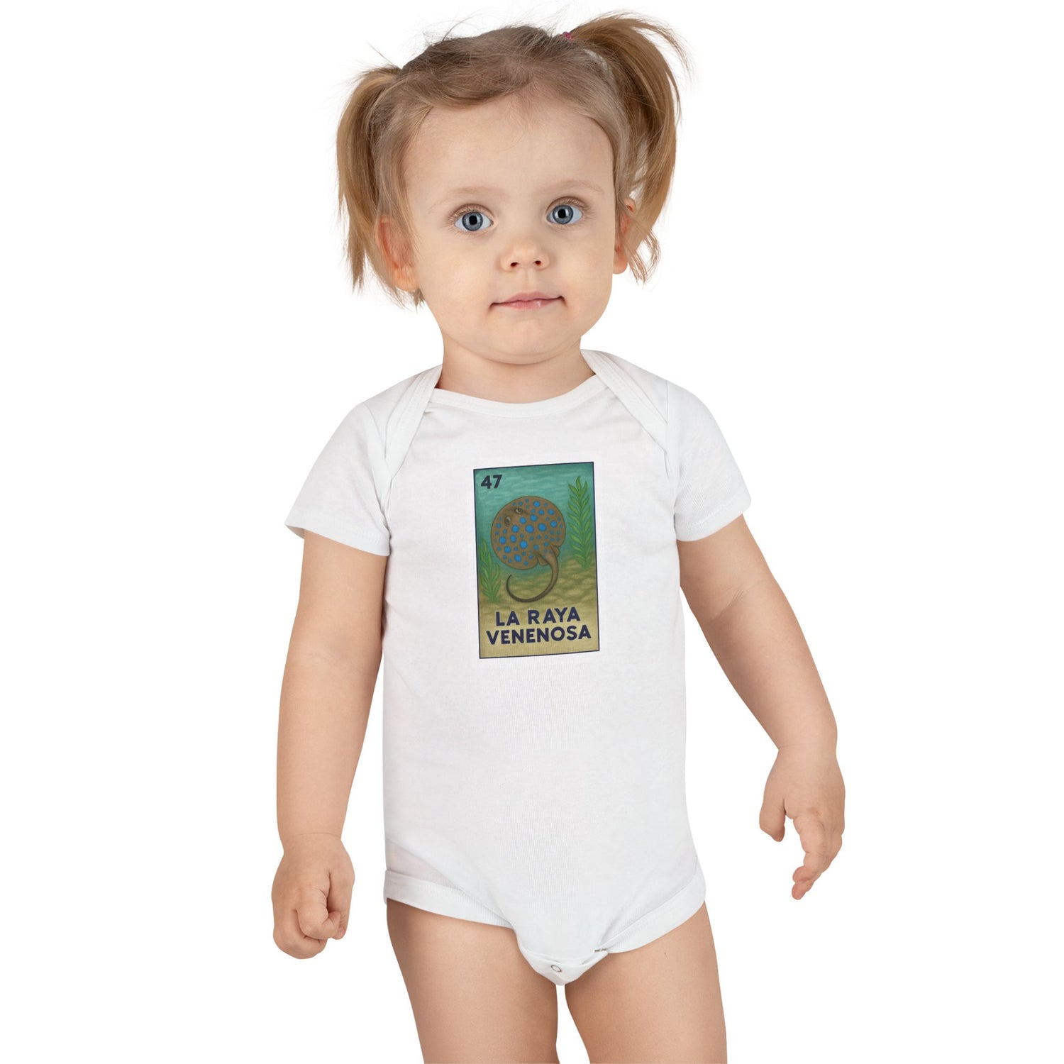 Stingray Lotería baby cotton onesie image 7