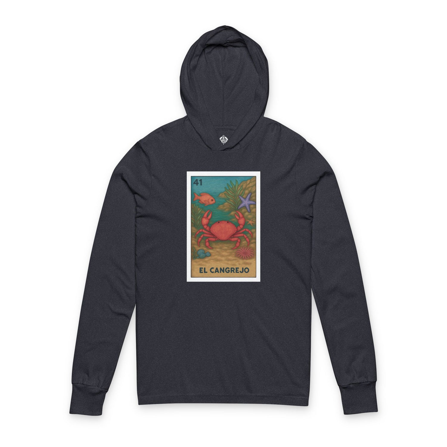 Crab Lotería cotton hooded long sleeve t-shirt image 1