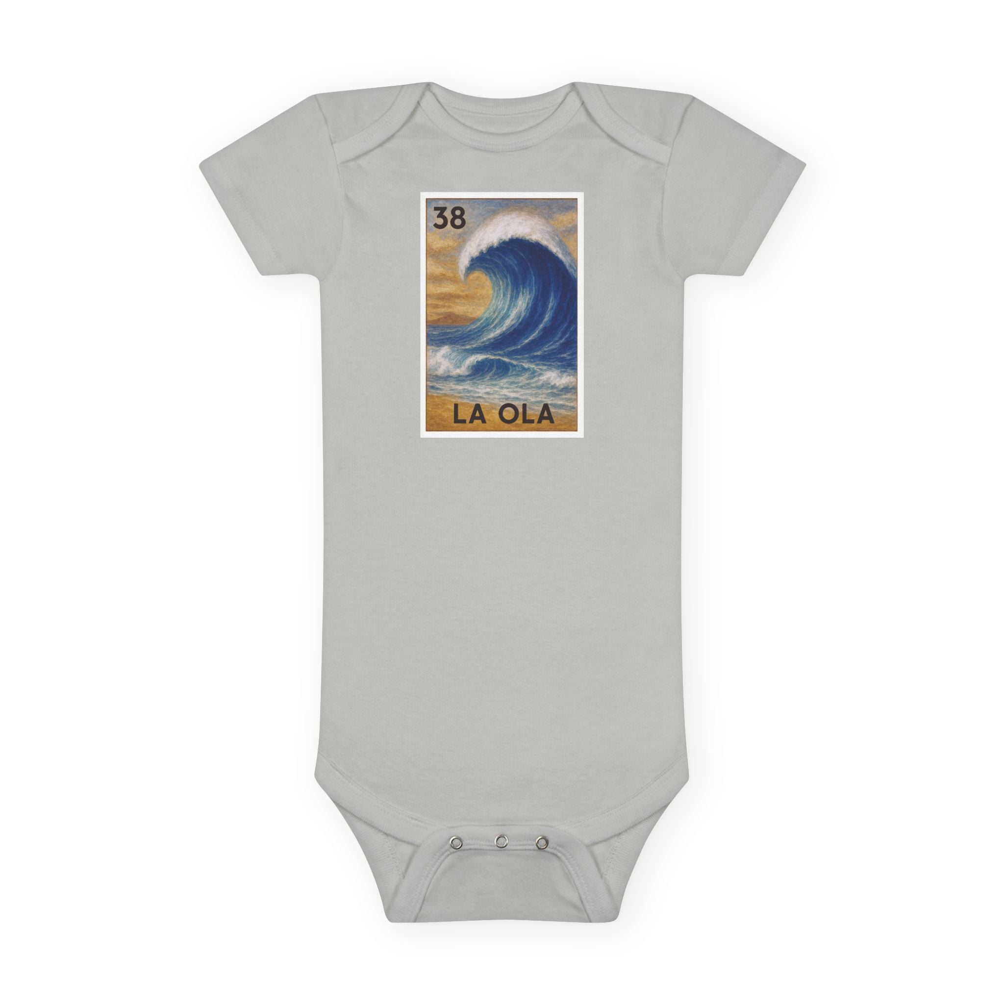 Wave Lotería baby cotton onesie image 4