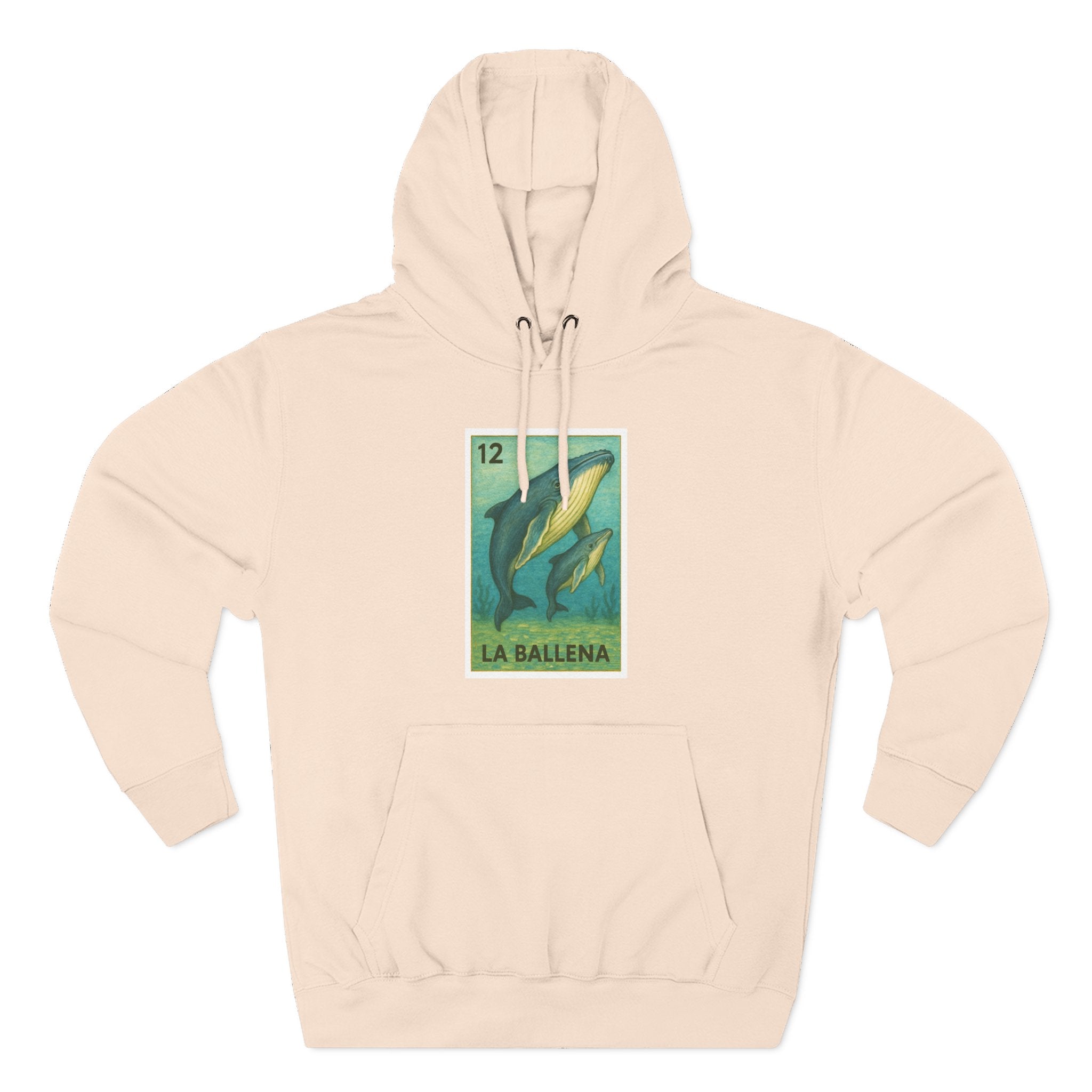 Whale Lotería Unisex - Pull-Over Cotton Blend Fleece Hoodie (La Ballena)