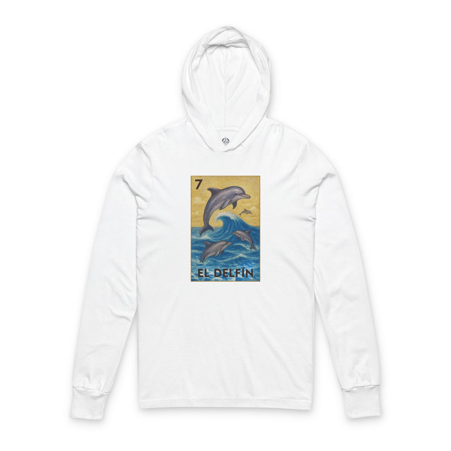 Dolphin Lotería cotton hooded long sleeve t-shirt image 4