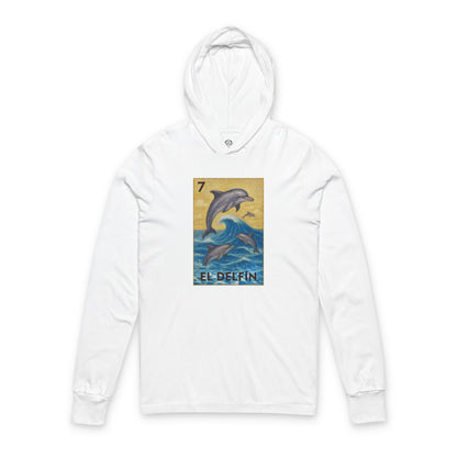 Dolphin Lotería cotton hooded long sleeve t-shirt image 4